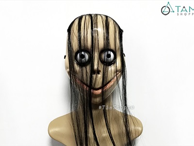 Mặt nạ Momo tóc dài [Bằng nhựa - Kinh dị] MATNA-127