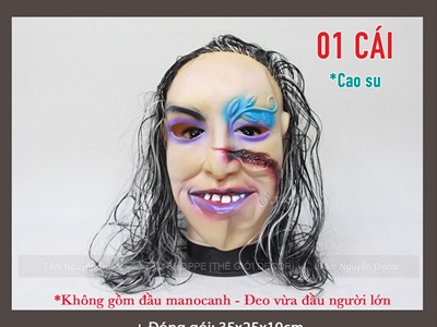 Mặt nạ nữ quỷ môi tím tóc đen rạch mặt [Cao su/ Người lớn] MATNA-137