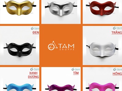 Mặt nạ nửa mặt đơn giản màu trơn tai nhọn [Nửa mặt trên - nhiều màu] MATNA-117
