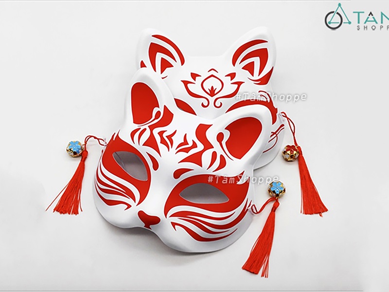 Mặt nạ nửa mặt mèo Nhật tua rua đỏ [Nửa mặt trên - Ngẫu nhiên kiểu] MATNA-132