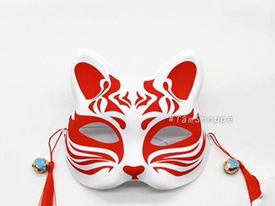 Mặt nạ nửa mặt mèo Nhật tua rua đỏ [Nửa mặt trên - Ngẫu nhiên kiểu] MATNA-132