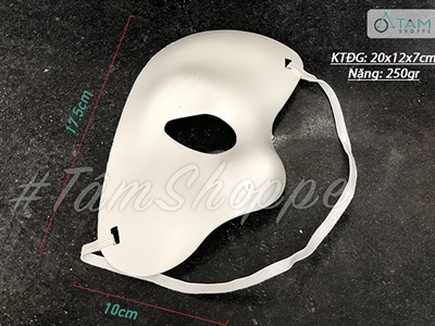 Mặt nạ lệch nửa mặt trắng The Phantom [Nửa mặt lệch phải - Nhựa] MATNA-130