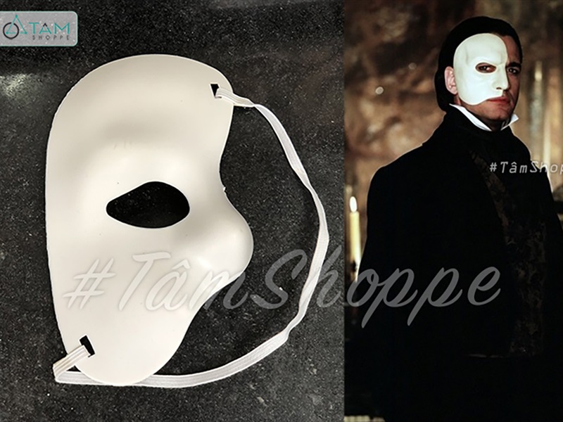 Mặt nạ lệch nửa mặt trắng The Phantom [Nửa mặt lệch phải - Nhựa] MATNA-130