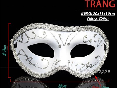 Mặt nạ nửa mặt viền ren kim tuyến trơn tai bầu [Nửa mặt trên - nhiều màu] MATNA-128