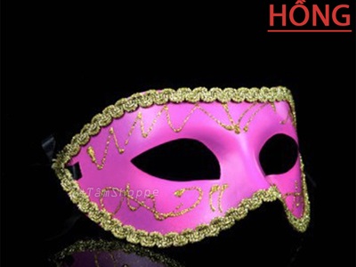 Mặt nạ nửa mặt viền ren kim tuyến trơn tai bầu [Nửa mặt trên - nhiều màu] MATNA-128