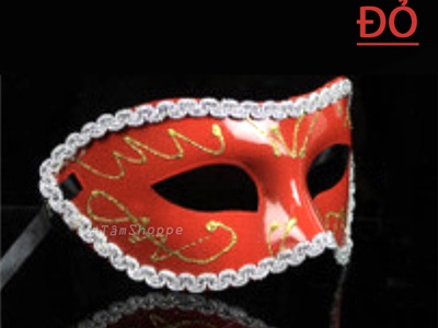 Mặt nạ nửa mặt viền ren kim tuyến trơn tai bầu [Nửa mặt trên - nhiều màu] MATNA-128