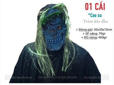 Mặt nạ quỷ da xanh tóc xanh [Cao su/ Trùm kín đầu] MATNA-141