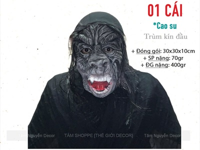 Mặt nạ quỷ đen có tóc kinh dị [Cao su/ Trùm nguyên đầu] MATNA-143