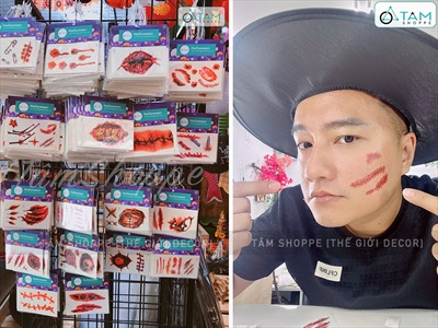 Miếng dán hình xăm giả sẹo, hoạ tiết hoá trang [Nhiều kiểu - Dễ dán] HINHXAM-01