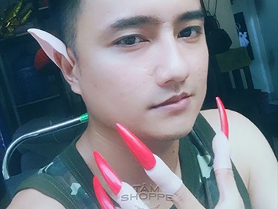 Set 10 móng tay nhọn hoá trang yêu tinh, ma quỷ [Kiểu dán/ chụp - Đủ màu] MONGTAY-01