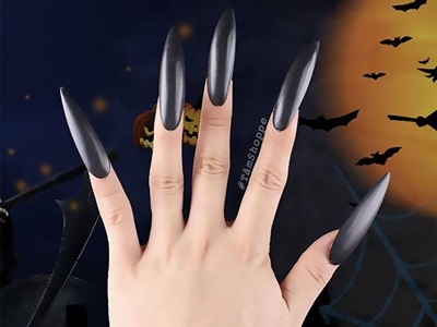 Set 10 móng tay nhọn hoá trang yêu tinh, ma quỷ [Kiểu dán/ chụp - Đủ màu] MONGTAY-01