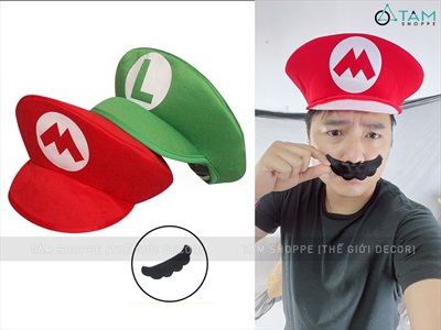 Nón Mario nỉ hóa trang (kèm râu lột dán) NON-MARIO
