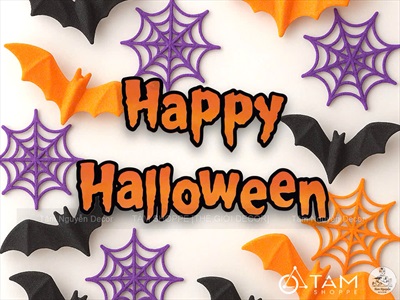 Bộ chữ Happy Halloween mút xốp màu cam đen [Tặng bkeo 2 mặt] CHUMUT-02