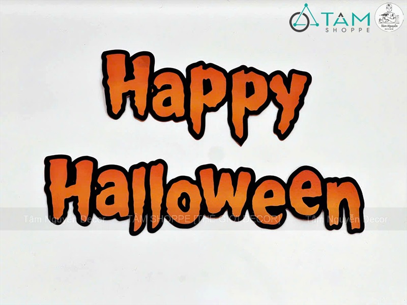 Bộ chữ Happy Halloween mút xốp màu cam đen [Tặng bkeo 2 mặt] CHUMUT-02