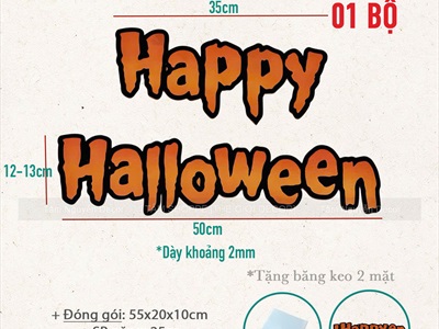 Bộ chữ Happy Halloween mút xốp màu cam đen [Tặng bkeo 2 mặt] CHUMUT-02