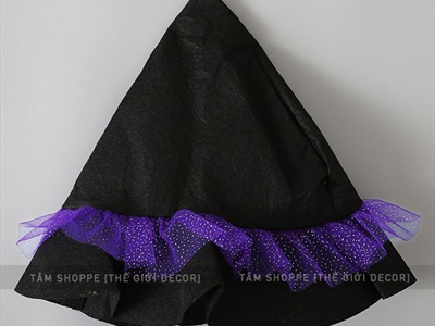 Bộ đồ hóa trang đầm xòe phù thủy đen tím (đầm + nón) BOHOATRANG-03