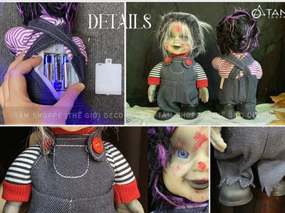 Búp bê Halloween điện tử biết đi biết nói (cảm ứng tiếng động - tặng Pin) HLW-MAQUY-06