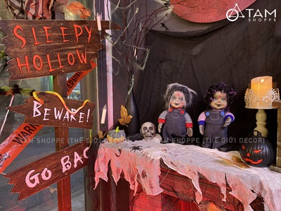 Búp bê Halloween điện tử biết đi biết nói (cảm ứng tiếng động - tặng Pin) HLW-MAQUY-06