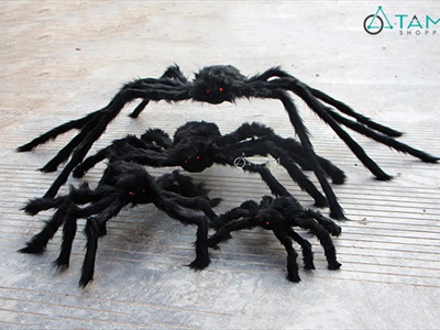 Con nhện đen lông xù chân kẽm ĐK 30-90cm TCV-NHEN-02