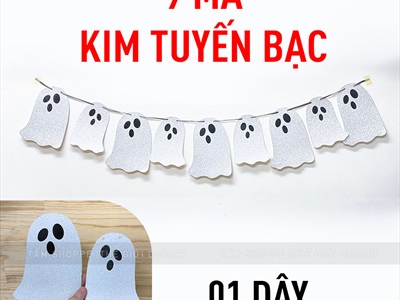 Dây banner Halloween giấy in bí ngô ma kim tuyến  BANER-HLW-05