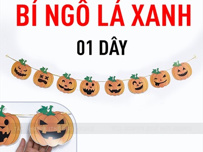 Dây banner Halloween giấy in bí ngô ma kim tuyến  BANER-HLW-05