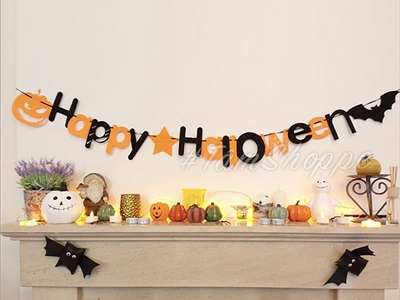 Dây banner nỉ Happy Halloween - Treats - Boo - Eek [Kèm dây - Nhiều kiểu] BANER-HLW-07
