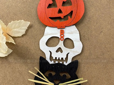 Dây treo Halloween gỗ bí sọ mèo dài 40cm [Nghộ nghĩnh - Gỗ] DTR-HLW-04