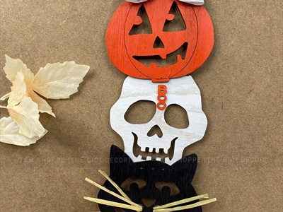 Dây treo Halloween gỗ bí sọ mèo dài 40cm [Nghộ nghĩnh - Gỗ] DTR-HLW-04