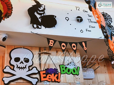 Dây treo Halloween nỉ đen 30-80cm nhiều kiểu [Có dây treo - 2 lớp] DTR-HLW-07