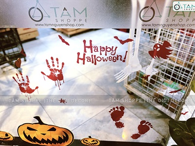 Decal Halloween dán kính tay chân máu khổ 80x80cm [Có keo - Chi tiết rời] DECAL-HLW-07