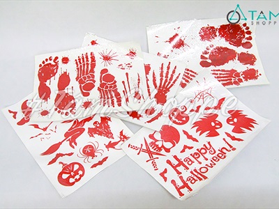 Decal Halloween dán kính tay chân máu khổ 80x80cm [Có keo - Chi tiết rời] DECAL-HLW-07