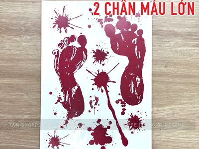 Decal Halloween dán kính tay chân máu khổ 80x80cm [Có keo - Chi tiết rời] DECAL-HLW-07