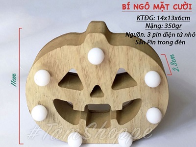 Đèn bàn Halloween gỗ chấm bi Led [10-12cm - Nhiều kiểu] DENBAN-03