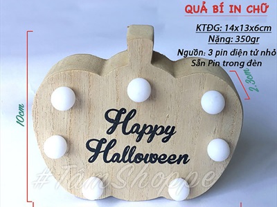 Đèn bàn Halloween gỗ chấm bi Led [10-12cm - Nhiều kiểu] DENBAN-03