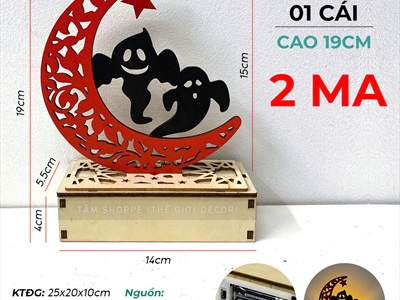 Đèn bàn Halloween trăng khuyết hoạ tiết [Cao 19cm - Nhiều kiểu] DENBAN-04