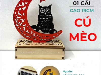 Đèn bàn Halloween trăng khuyết hoạ tiết [Cao 19cm - Nhiều kiểu] DENBAN-04