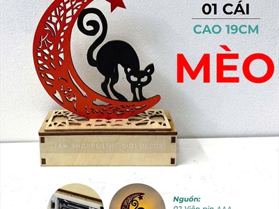 Đèn bàn Halloween trăng khuyết hoạ tiết [Cao 19cm - Nhiều kiểu] DENBAN-04