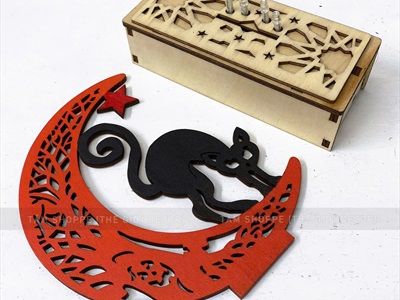 Đèn bàn Halloween trăng khuyết hoạ tiết [Cao 19cm - Nhiều kiểu] DENBAN-04