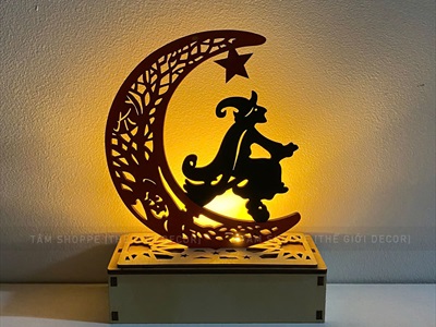 Đèn bàn Halloween trăng khuyết hoạ tiết [Cao 19cm - Nhiều kiểu] DENBAN-04