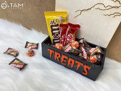 Đồ đựng kẹo Halloween để quầy hình cổng trăng khuyết đỏ [Cao 38cm - Có đèn] DUNGKEO-04