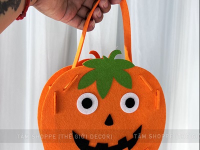 Giỏ xin kẹo Halloween vải nỉ 4 kiểu DIY tự lắp ráp [Cứng cáp - Ráp dễ] XINKEO-03