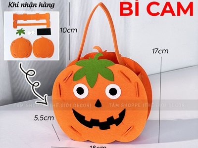 Giỏ xin kẹo Halloween vải nỉ 4 kiểu DIY tự lắp ráp [Cứng cáp - Ráp dễ] XINKEO-03