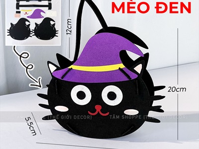 Giỏ xin kẹo Halloween vải nỉ 4 kiểu DIY tự lắp ráp [Cứng cáp - Ráp dễ] XINKEO-03