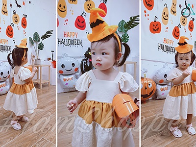 Hộp giấy đựng kẹo Halloween bí ngô ma trắng DIY tự lắp ráp [Cứng cáp - Ráp dễ] DUNGKEO-01