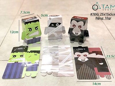 Hộp giấy đựng kẹo Halloween chữ nhật đứng 3 kiểu DIY tự lắp ráp [Cứng cáp - Ráp dễ] DUNGKEO-02