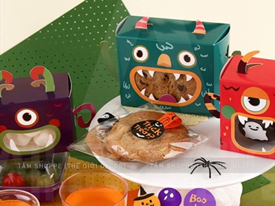 Hộp giấy đựng kẹo Halloween Monster 3 kiểu DIY tự lắp ráp [Cứng cáp - Ráp dễ] DUNGKEO-03