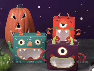 Hộp giấy đựng kẹo Halloween Monster 3 kiểu DIY tự lắp ráp [Cứng cáp - Ráp dễ] DUNGKEO-03