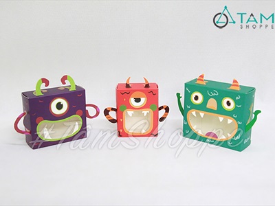 Hộp giấy đựng kẹo Halloween Monster 3 kiểu DIY tự lắp ráp [Cứng cáp - Ráp dễ] DUNGKEO-03