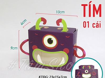 Hộp giấy đựng kẹo Halloween Monster 3 kiểu DIY tự lắp ráp [Cứng cáp - Ráp dễ] DUNGKEO-03