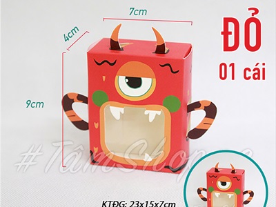 Hộp giấy đựng kẹo Halloween Monster 3 kiểu DIY tự lắp ráp [Cứng cáp - Ráp dễ] DUNGKEO-03